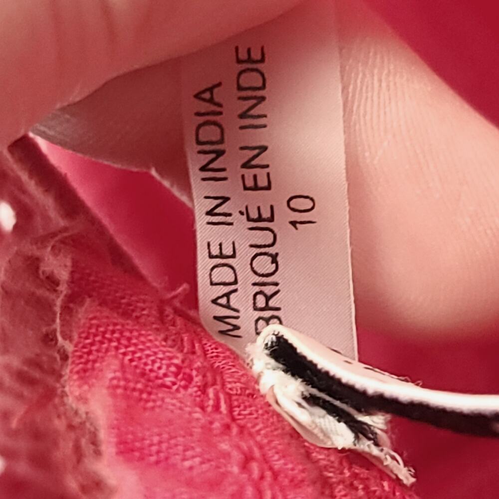 ALICE + OLIVIA Levine Smocked Waist Cotton Linen Blend Midi Dress Size 10 Red - Picture 10 of 14
